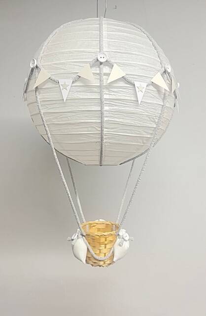 Grey Star Themed Hot Air Balloon Nursery Light Shade - image 1