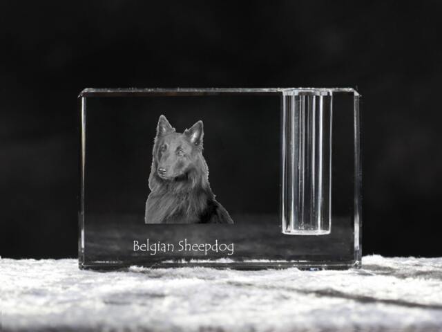 Belgian Shepherd, Malinois, Crystal Pen Holder With Dog, Souvenir, Decoration, Limited Edition, Collection - image 1