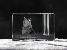 Belgian Shepherd, Malinois, Crystal Pen Holder With Dog, Souvenir, Decoration, Limited Edition, Collection - thumbnail 1