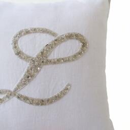 Personalized Monogram Pillow - Custom Embroidered White Cover Wedding Gift - Baby Shower Gift, Initial Cushion - thumbnail 3