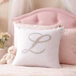 Personalized Monogram Pillow - Custom Embroidered White Cover Wedding Gift - Baby Shower Gift, Initial Cushion - thumbnail 2