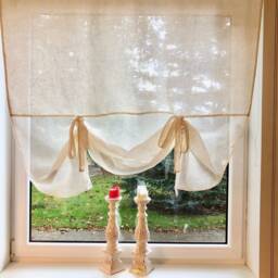 Gauze Linen Blind, Window Curtains, Off White Sheer Drapes, Roll Up Blind - thumbnail 2