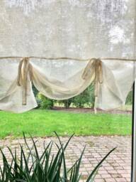 Gauze Linen Blind, Window Curtains, Off White Sheer Drapes, Roll Up Blind - thumbnail 1