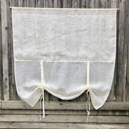 Gauze Linen Blind, Window Curtains, Off White Sheer Drapes, Roll Up Blind - thumbnail 3