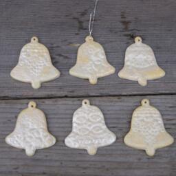 Ceramic White Pearl Bells Christmas Tree Decorations, Christmas Christams Bell, Winter Decor, Gift, Rustic - thumbnail 2