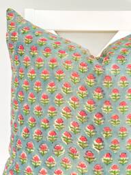Indian Block Print Pillow Cover , Cotton Voile Hand Mede - thumbnail 1