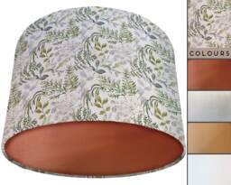 Handmade Botanical Lampshade Pastel Leaves, Metallic Interior
