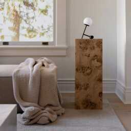Burlwood Veneer Plinth Column Modern Display Stand - 30x30x90 cm - thumbnail 1