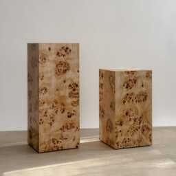 Burlwood Veneer Plinth Column Modern Display Stand - 30x30x90 cm - thumbnail 3