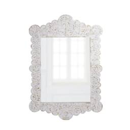 Mother Of Pearl Inlay Floral Pattern Mirror Frame Bone - thumbnail 2