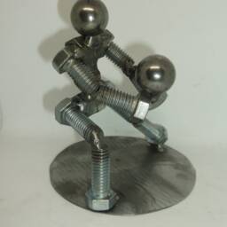 Volleyball Player, Metal Figurine, Upcycled Art - thumbnail 4
