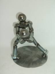 Volleyball Player, Metal Figurine, Upcycled Art - thumbnail 1