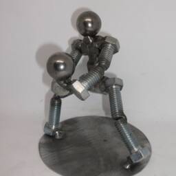 Volleyball Player, Metal Figurine, Upcycled Art - thumbnail 3