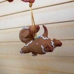 Kawaii Dog & Cat Gingerbread Cookie Christmas Ornament Or Figurine Sculpture Hand Painted 3D Printed - thumbnail 3