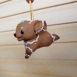 Kawaii Dog & Cat Gingerbread Cookie Christmas Ornament Or Figurine Sculpture Hand Painted 3D Printed - thumbnail 2