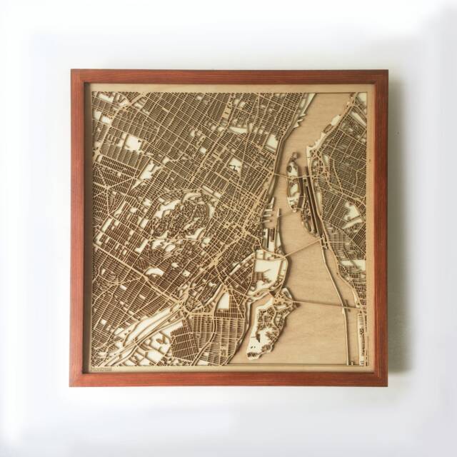 Montreal Wooden Map - Laser Cut 3D City Street Art - image 1