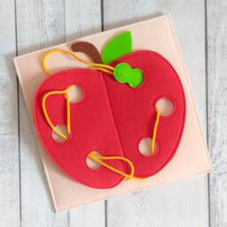 Felt Apple Lacing Toy Montessori Quiet Book Page - thumbnail 2