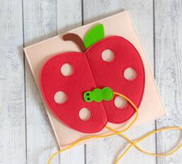 Felt Apple Lacing Toy Montessori Quiet Book Page - thumbnail 1