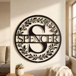 Custom Metal Monogram Wall Art, Personalized Initial Letter Sign, Family Name Home Decor - thumbnail 3