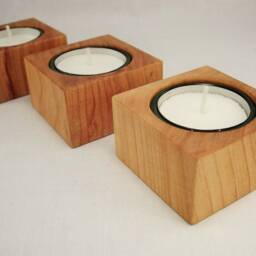 Cherry Wood Tea Light Holder - thumbnail 2