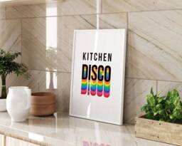 Kitchen Disco Print Wall Art Home Decor Living Room Rainbow Modern Quote Gift Colourful Typography Fun - thumbnail 1