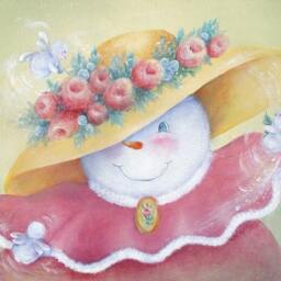 Victorian Art Print, Snowman Print, Victorian Snowman, With Roses, Snow Angels, Pink - thumbnail 2