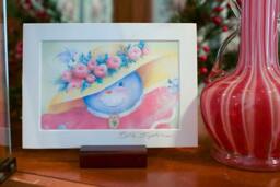 Victorian Art Print, Snowman Print, Victorian Snowman, With Roses, Snow Angels, Pink - thumbnail 1