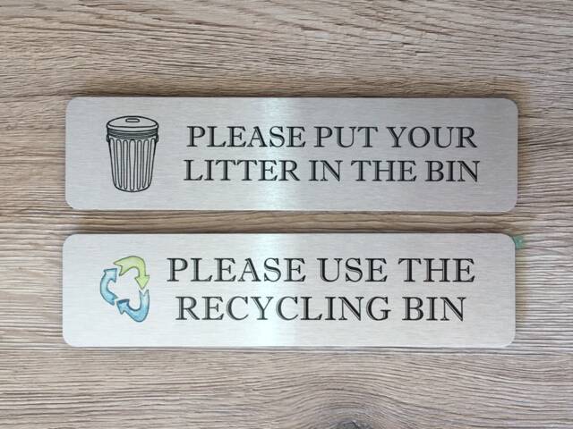 Vital Signs For House Or Office Recycling Litter Sign in Silver, Gold White Metal Aluminium Plaques - image 1