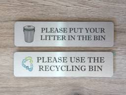 Vital Signs For House Or Office Recycling Litter Sign in Silver, Gold White Metal Aluminium Plaques - thumbnail 1