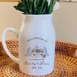 Personalised First Christmas New Home Vase - Housewarming Couple Gift Moving in Keepsake - thumbnail 2