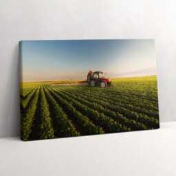 Tractor Spraying A Field Canvas, Picture Wall Hanging, Green Decor, Landscape Canvas Print - thumbnail 2