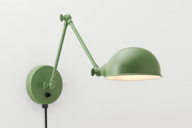 Folke Wall Sconce - Green On/Off Switch & Plug-In Option Retro Loft Industrial Minimalist Lamp - image 1