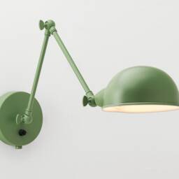 Folke Wall Sconce - Green On/Off Switch & Plug-In Option Retro Loft Industrial Minimalist Lamp - thumbnail 2