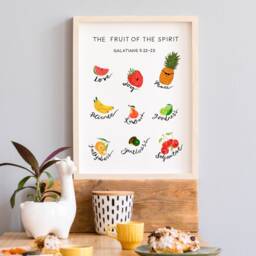 Fruit Of The Spirit Wall Art, Kids Bible Verse Wall Art, Fun Prints, Room Christian Kids Artwork, Art - thumbnail 2