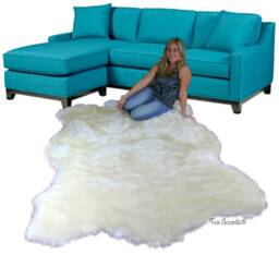 Plush Faux Fur Area Rug - Shaggy Polar Bear Pelt, Natural White - thumbnail 1