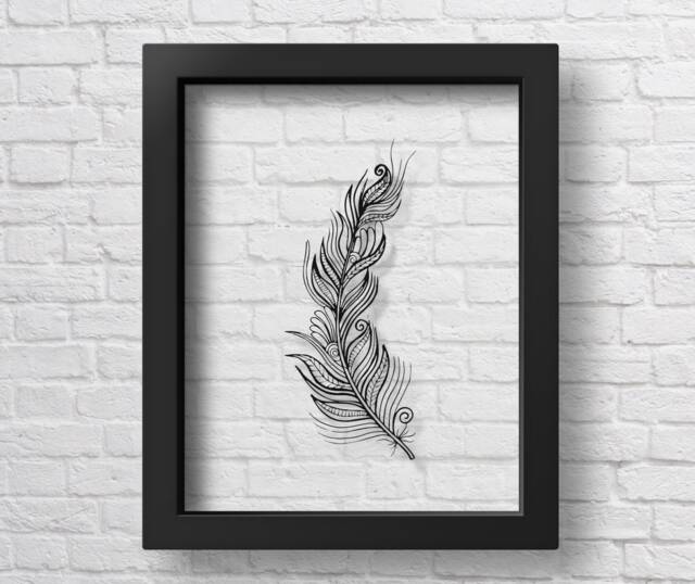 Transparent Abstract Feather Poster Wall Art Decor Print Gift Sketch Office Home - image 1