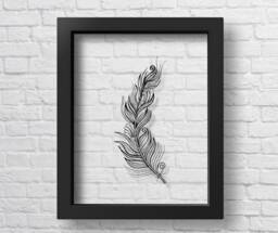 Transparent Abstract Feather Poster Wall Art Decor Print Gift Sketch Office Home - thumbnail 1