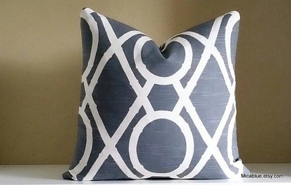 Gray & Ivory - Dwell Studio Pillow Cover- Pick Your Size 16X16, 18 X18, 20X20, 22X22, 24X24 26X26