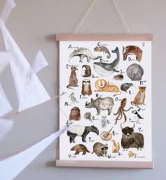 Abc Poster Animals - Educational Art Print Watercolor Painting Din A2 - thumbnail 1