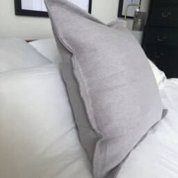 Light Grey Linen Cushion Cover, French Vintage Style, Oxford Edging - thumbnail 3