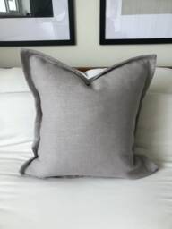 Light Grey Linen Cushion Cover, French Vintage Style, Oxford Edging - thumbnail 1