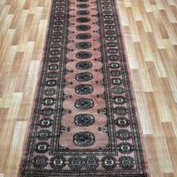 2.6x7.5 Hot Pink Color Bokhara Rug - Runner Hallway Stairs Bukhara Living Room Woolen Afghan - thumbnail 2