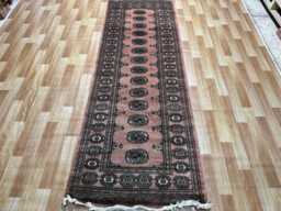 2.6x7.5 Hot Pink Color Bokhara Rug - Runner Hallway Stairs Bukhara Living Room Woolen Afghan - thumbnail 1