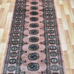 2.6x7.5 Hot Pink Color Bokhara Rug - Runner Hallway Stairs Bukhara Living Room Woolen Afghan - thumbnail 3