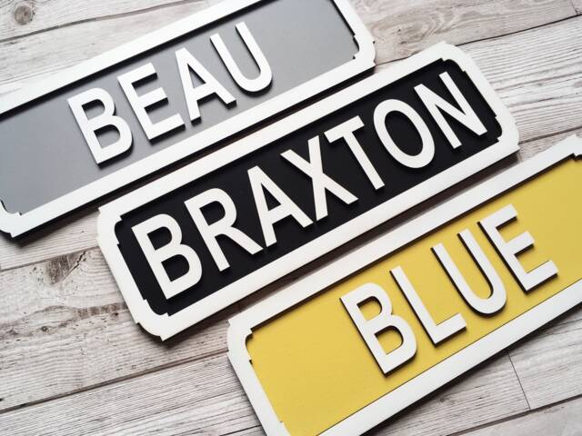 Personalised Plaque - Name Sign Street Wall Decor Any Wording & Colours Ochre Grey Mustard - image 1