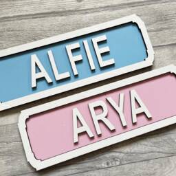 Personalised Plaque - Name Sign Street Wall Decor Any Wording & Colours Ochre Grey Mustard - thumbnail 2