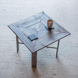Reclaimed Wood Square Coffee Or Lamp Table. Hand Made Rustic Pattern Design - thumbnail 2