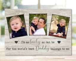 Custom Gift For Dad, Personalised Daddy Photo Frame Woodblock, Gift, Dad Fathers Day, New