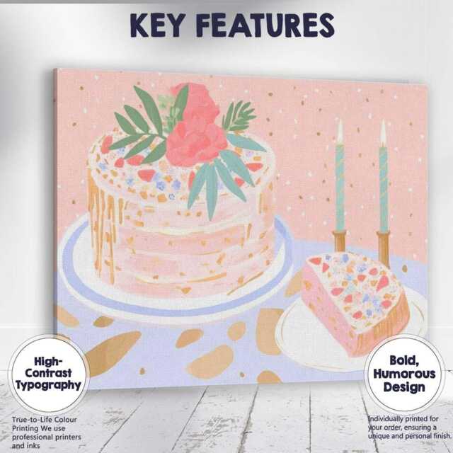 Elegant Celebration Cake With Floral Decoration Canvas Wall Art Print Decor Picture Ready To Hang - image 1