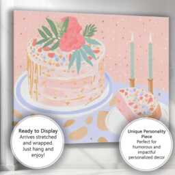 Elegant Celebration Cake With Floral Decoration Canvas Wall Art Print Decor Picture Ready To Hang - thumbnail 3